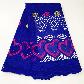 

royal blue african lace fabric swiss voile lace high quality ribbon lace tissu dentelle dubai fabric for dress 5yard