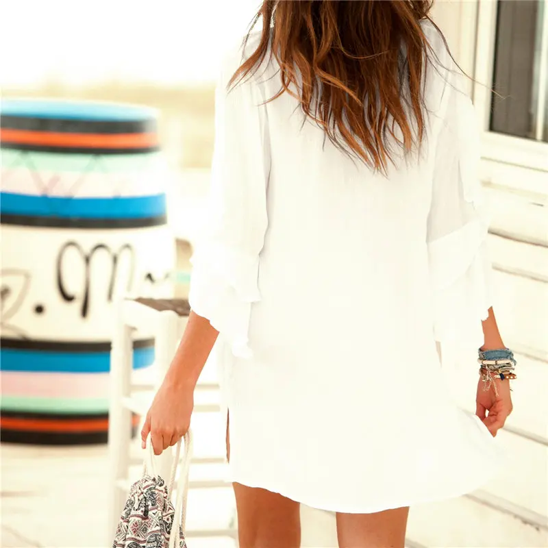 Белая Пляжная накидка саронг купальный костюм Пляжное парео женская одежда для