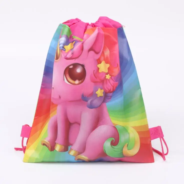 Unicorn Детская школьная сумка, сумка для хранения, Нетканая сумка, цветок, единорог, динозавр, сумка, Рождественская Конфета - Цвет: Unicorn