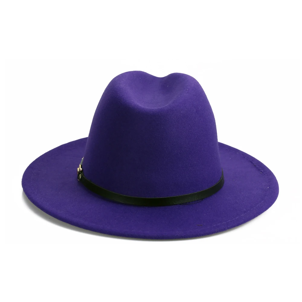 YY PU ремень Fedora шляпа для мужчин зимние теплые шляпы Трилби женщин с широкими полями Джаз Панама Винтаж фетровая Кепка Пряжка Декор FD19050