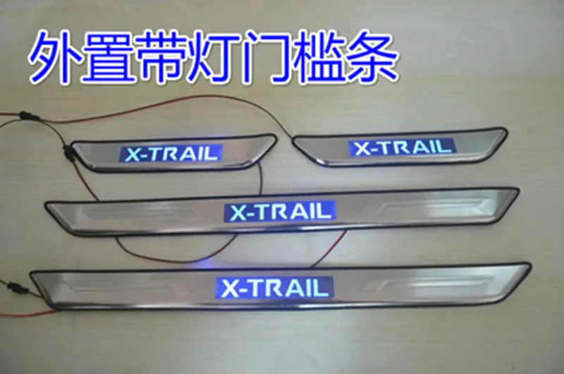 Для Nissan X-Trail X T31 2008-2013 из нержавеющей стали светодиодный автомобиль Накладка/внутренний и внешний створчатый распашный дверь Подоконник Порог бар 4 шт./компл