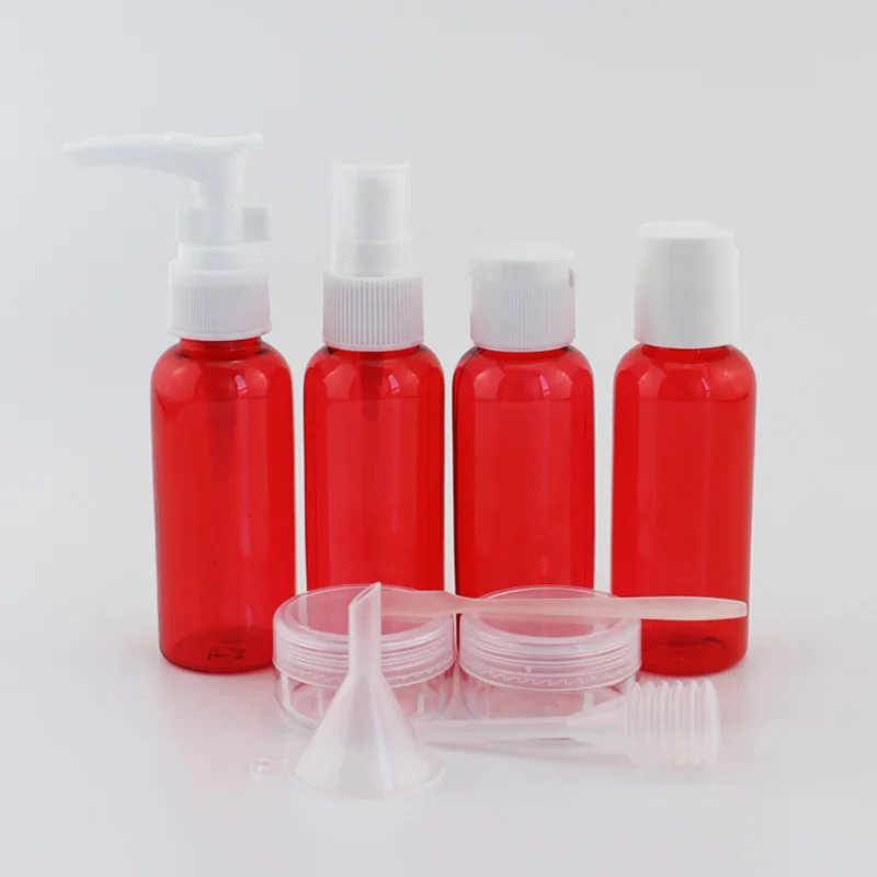 Red Bottle A Tool 7 шт./компл. 10 шт./компл. портативная, для путешествий, косметическая комплект бутылок персональный уход контейнер для макияжа бутылки самолетом спрей лосьон-крем с дозатором - Цвет: Red Bottle A Tool