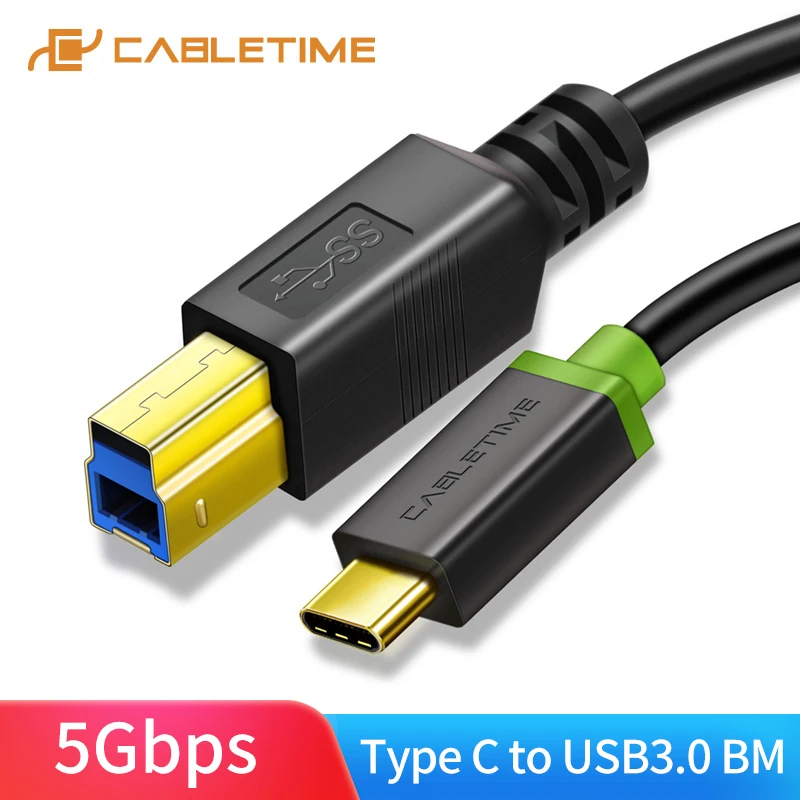 

CABLETIME Type C to USB 3.0 BM Printer Cable 5Gbps High Speed USB3.0 Scanner Cable Extension Printer Cable For HP Printer C244