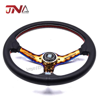 

Automobile steering wheel JAN Blue Burnt Spoke Racing Steering Wheel