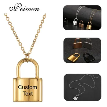 

Custom Name Square Lock Necklaces For Women Friendship Couple Gifts Stainless Steel Gold Silver Color Choker Men Neck Pendants