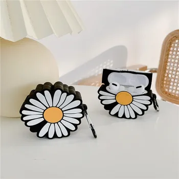 

Soft Silicone Earphone Case for AirPods Pro Coque Cartoon Sunflowers Bluetooth Headphone Case for Apple Airpods 3 Case with Hook