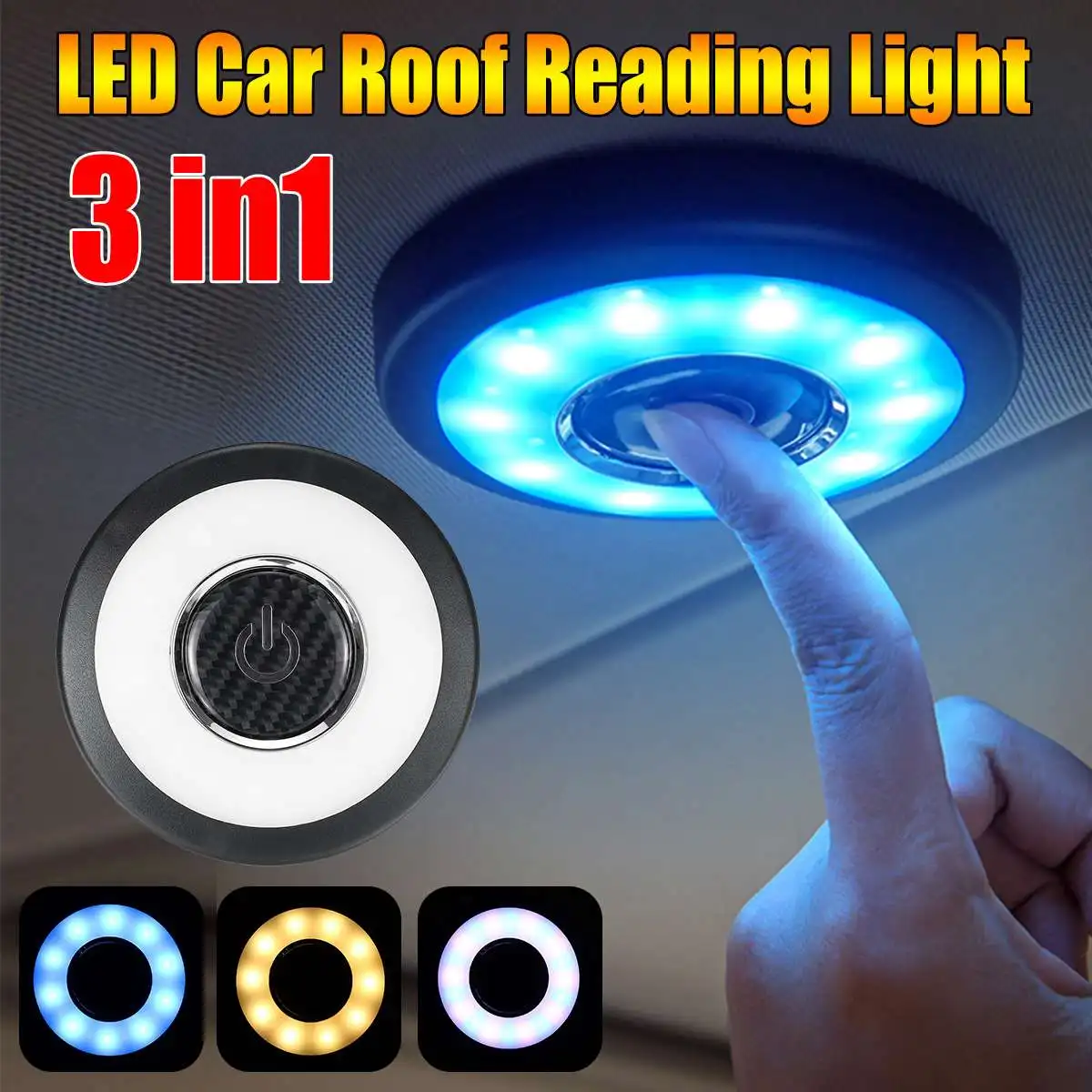 USB Rechargeable Car Celling Roof Light Trunk Interior Dome Light Magnet Stick on Closet Light for Backseat Cabinet Wardrobe Counter Kitchen GIGAMALL LED Auto Interior Reading Light Blue White 
