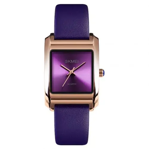 SKMEI 1432 Роскошные водонепроницаемые Премиум искусственная кожа женские квадратные кварцевые наручные часы ЖЕНСКИЕ НАРЯДНЫЕ часы женские Reloj montre femme - Цвет: Фиолетовый