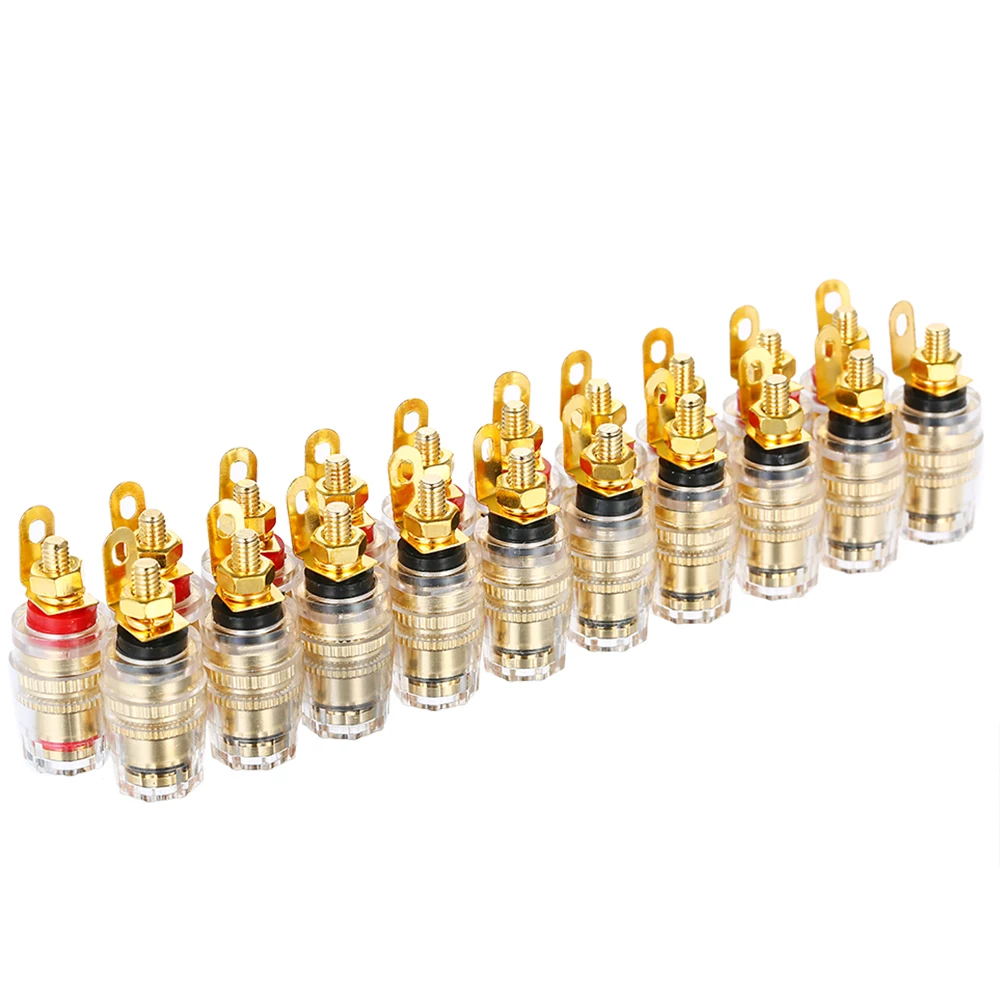 

4mm Banana Socket Professional Gold Plated Binding Post Nut Banana Plug Jack Connector Clear Speaker Jack Adapter Socket 10Pcs