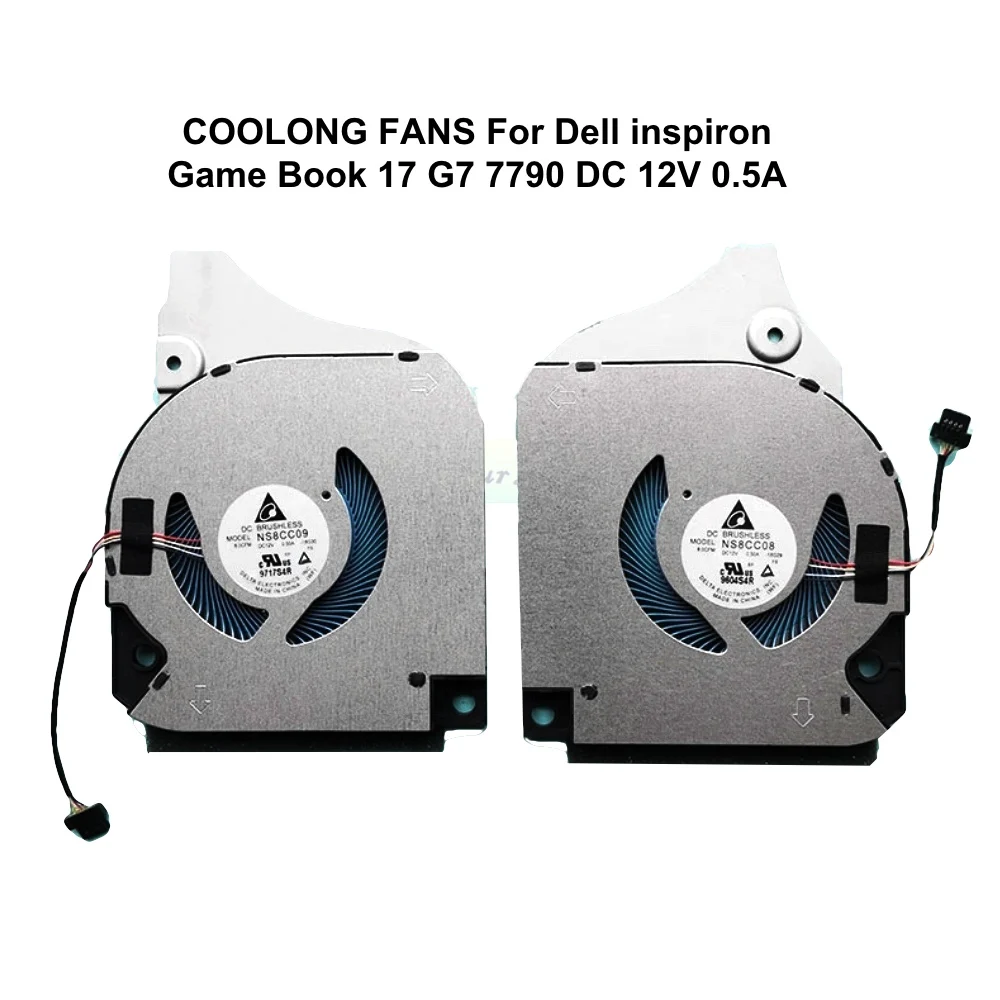 Ventiladores de Refrigeração para Dell Livro de Jogos Inspiron 17 g7 7790 Ns8cc08-18g29 Ns8cc09-18g30 pc Radiador Refrigerador 12v 0.5a 0f7n58 X4f3m Gpu Cpu - Imagem 6