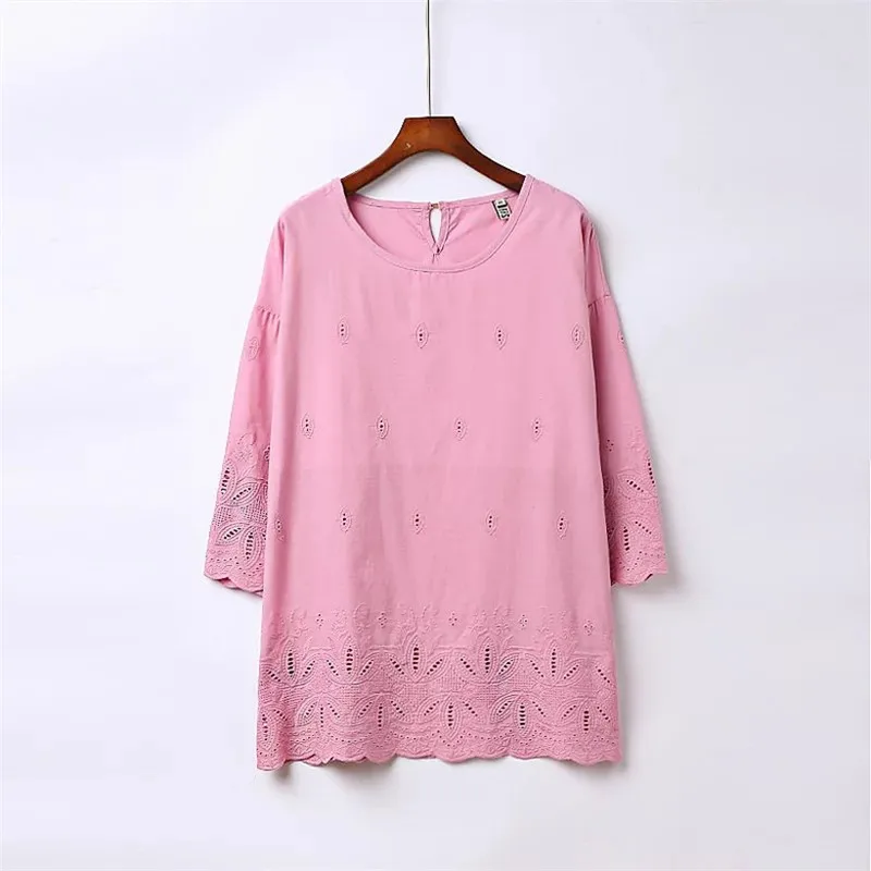 Футболка женская свободного покроя с круглым вырезом и рукавом 3/4|printed top|plus size t