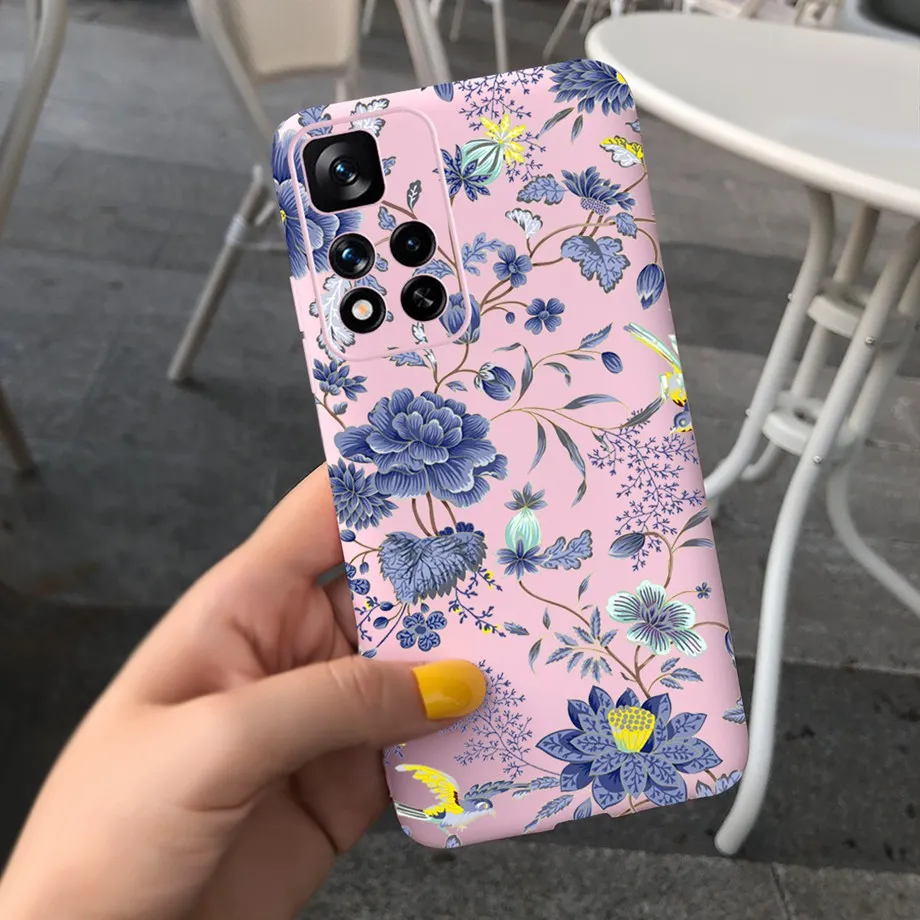 flip cases For Xiaomi Redmi Note 11 China Case 2021 6.6 inch Cute Girl Butterfly Flowers Back Cover For Redmi Note 11 Note11 Soft Silicone phone purse