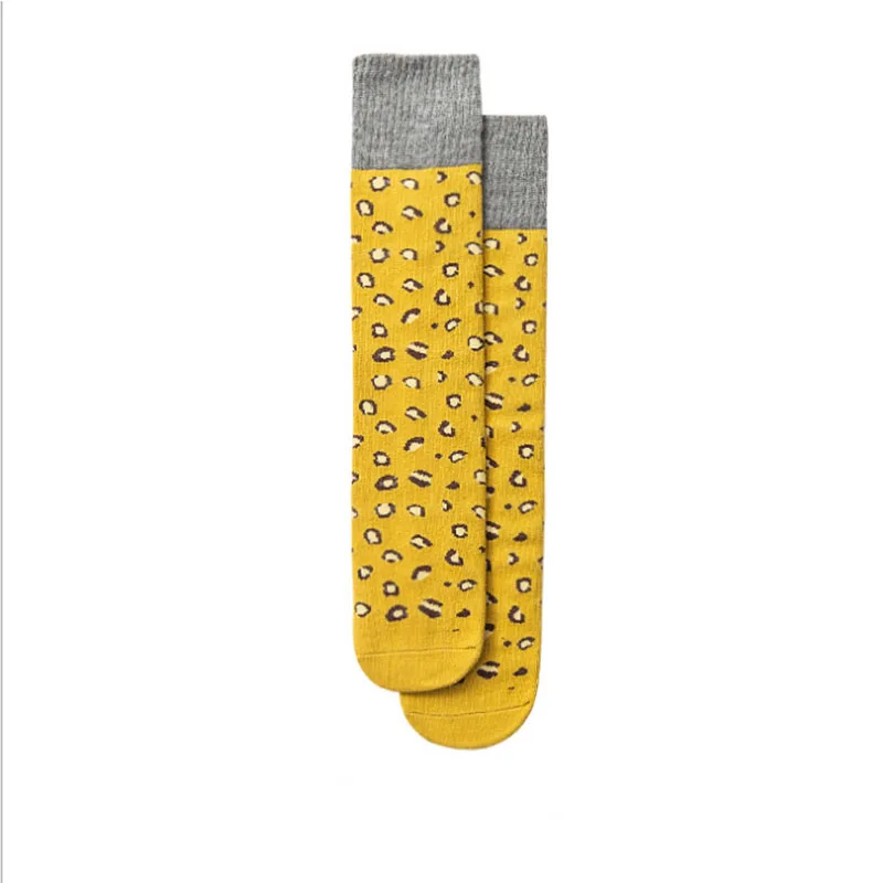 yellow Детские гольфы Теплые Зимние гольфы из хлопка для детей ясельного возраста с леопардовым принтом Новинка года, модные гольфы для мальчиков и девочек одежда для малышей - Цвет: yellow