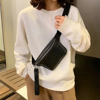 

Women Waist Pack Clutch Crocodile Pattern Summer Single Shoulder Chest Bag Cross Body Casual PU Leather Gift Zipper Closure