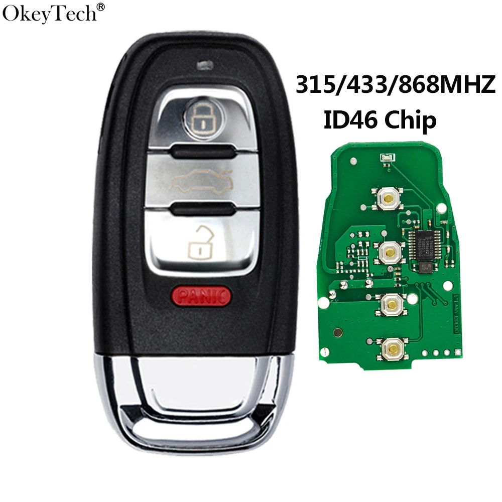 Okeytech Автозапуск смарт-ключ для Audi RS6 RS7 A3 A4 A5 A6 B5 B6 B8 C6 C7 8P Q5 4 кнопки 315/433/868 МГц со вставкой лезвие