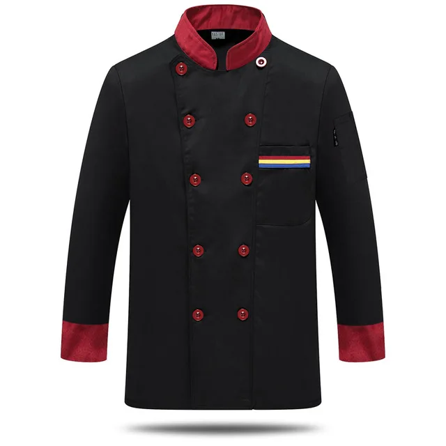 Black long sleeve Униформа шеф-повара костюм дышащая еда обслуживание Топ Пользовательский логотип печать короткий полный рукав Ресторан Кухня человек рубашка одежда - Цвет: Black long sleeve