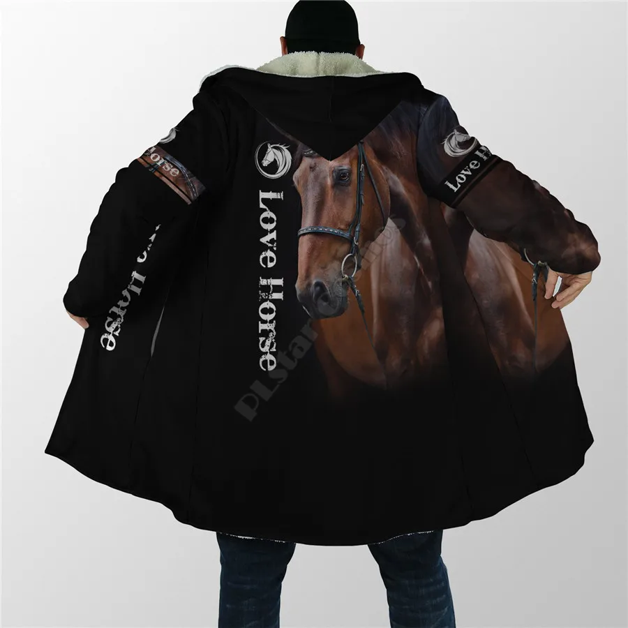 Love Horse Cloak For Men And Women 3D All Over Printed Hoodie Cloak for Men and Women Winter Fleece Wind Breaker Warm Hood Cloak