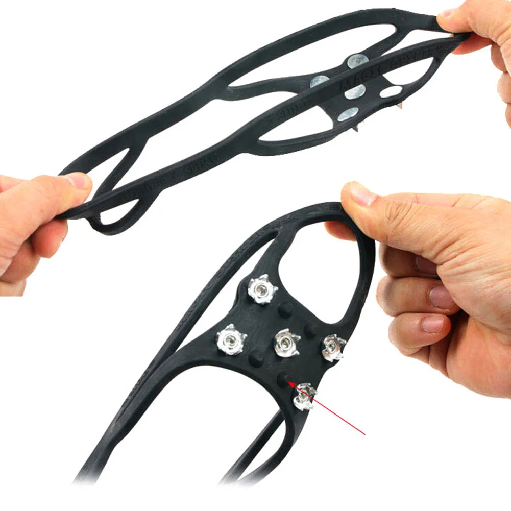 Ice Gripper Sports 5 Teeth Crampon Universal Anti Slip Mountaineering Steel Shoe Spikes Climbing Hiking Winter Cleats Outdoor