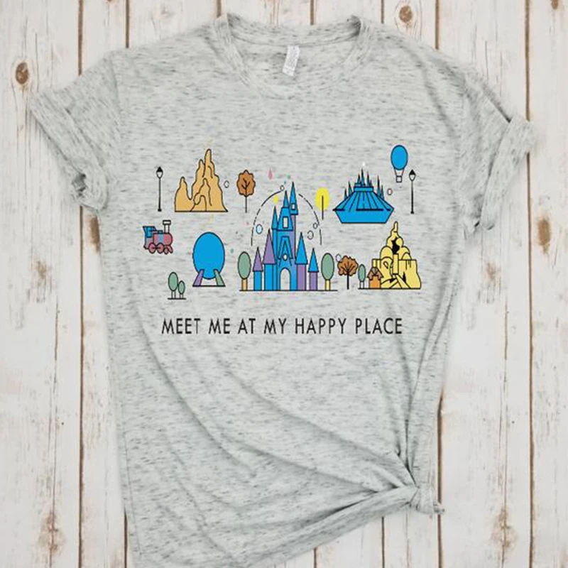 Рубашка с надписью meet me at my happy place футболка изображением животных и Королевство