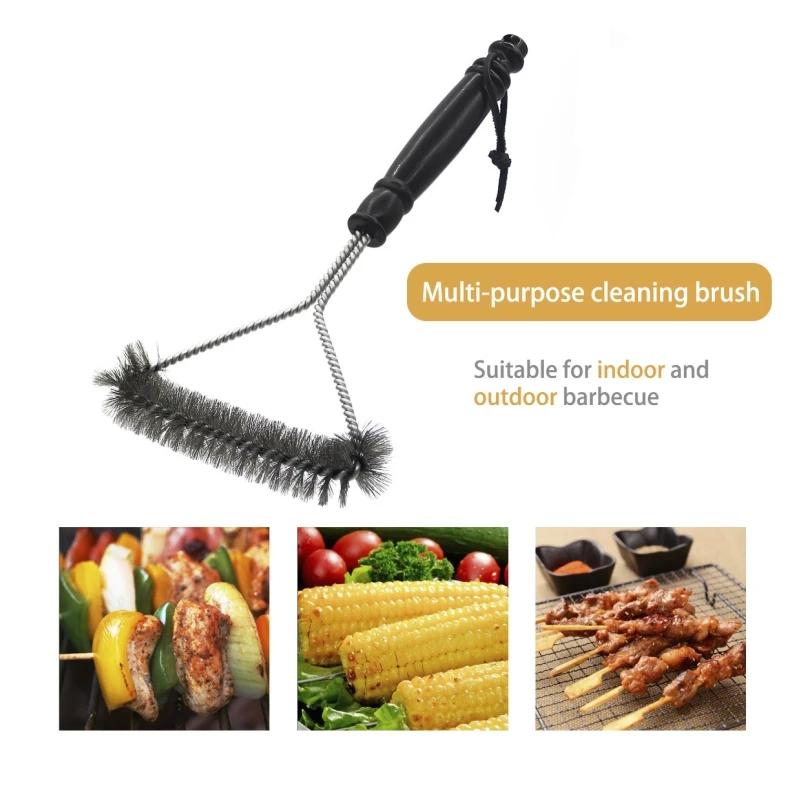 BBQ Cleaning Brush Barbecue Cleaner Tools Stainless Racks kitchen Grill Accessories Stains Grease Triangle Steel Wire Bristles