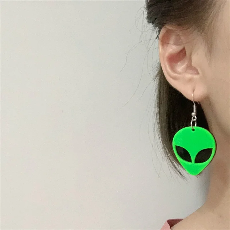 Новые акриловые серьги, модные ювелирные серьги с головой инопланетянина для женщин, модные серьги, аксессуары, Преувеличенные ювелирные изделия