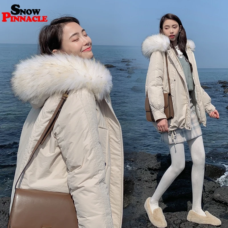 Зимняя женская парка, куртка, стильная, толстая, теплая, зимняя, большой меховой воротник, с капюшоном, средней длины, зимняя парка, верхняя одежда, куртки