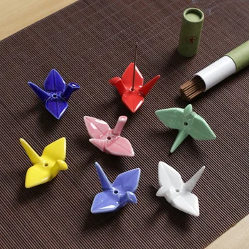 

2PCS Thousand Paper Crane Shaped Incense Stand Holder Ceramic Incense Burner Stick Rack DIY Home Decoration