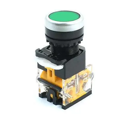

DPST 4 Screw Terminals Green Round Button Momentary Electric Pushbutton Switch