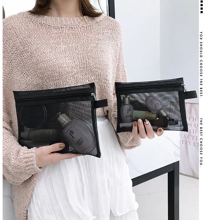 Mini Mesh Cosmetic Bag Women Portable Lipstick Bag Makeup Organizer Cosmetic Bag Toiletry Bag Makeup Bag Cosmetic Case One Set Makeup Pouch Toiletry Necessarie Feminina Kosmetyczka