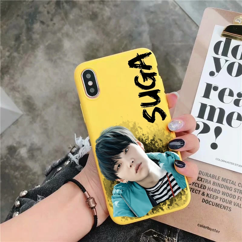 Kpop чехол для телефона из мягкого силикона с Карамельный цвет крышки для iPhone X XR XS MAX для детей 5, 6, 7, 8 plus 6s 5S - Цвет: Y-5968