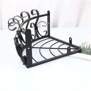 

1pc Iron Art Flower Pot Rack Wall Mounted Flower Shelf Hanging Semicircle Flower Stand Hanging Basket (Black)
