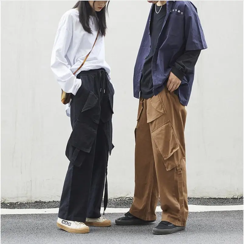Original instagram vintage overalls function large pocket lovers loose straight leg versatile pants