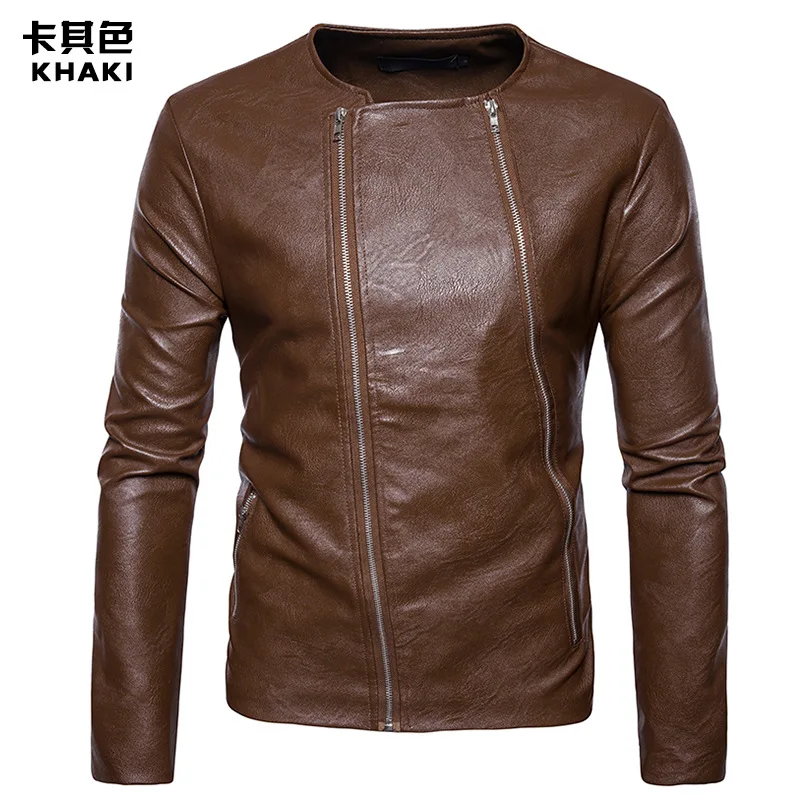 AliExpress осень и зима новые продукты Молодежная мужская кожаная куртка с двойной молнией