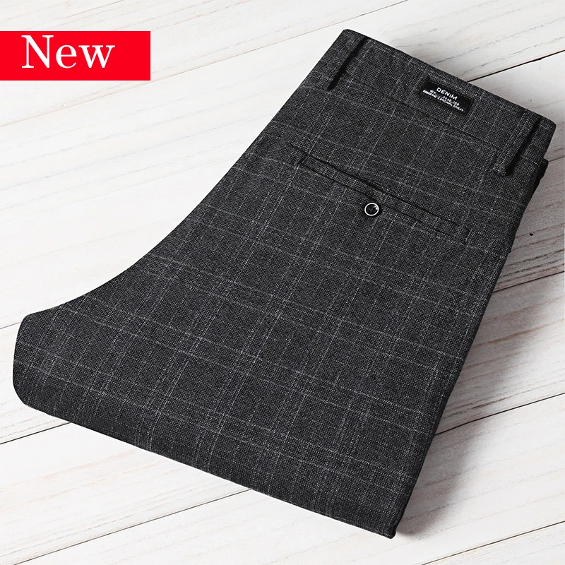 Новинка осени 2020 мужские тонкие повседневные брюки модные Стрейчевые в клетку