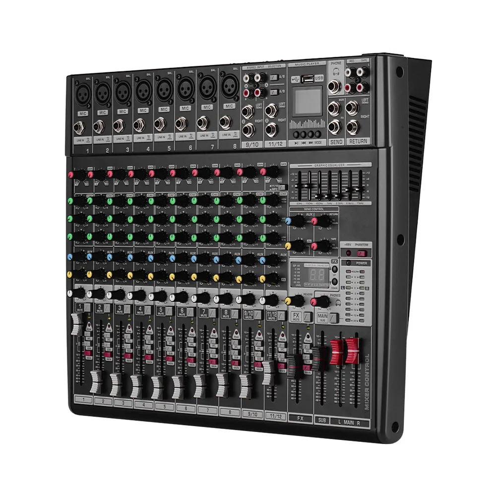 

Professional 12-Channel DJ Sound Mixing Console Digital Mixer with 48V Power 16 DSP Effects Audio System