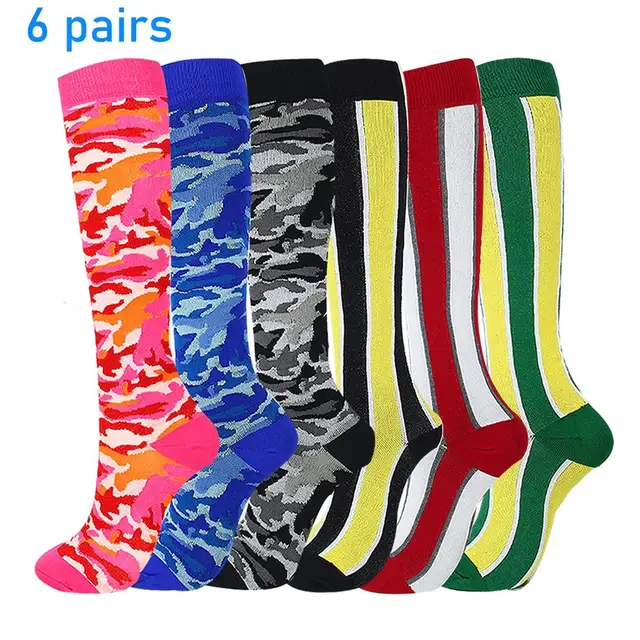 Compression Stockings Sport Compression Socks 3/6/7/8 Pairs Per Set Soccer Sports Wear Female Male Men Women Gift Persent 6 Pairs M Style