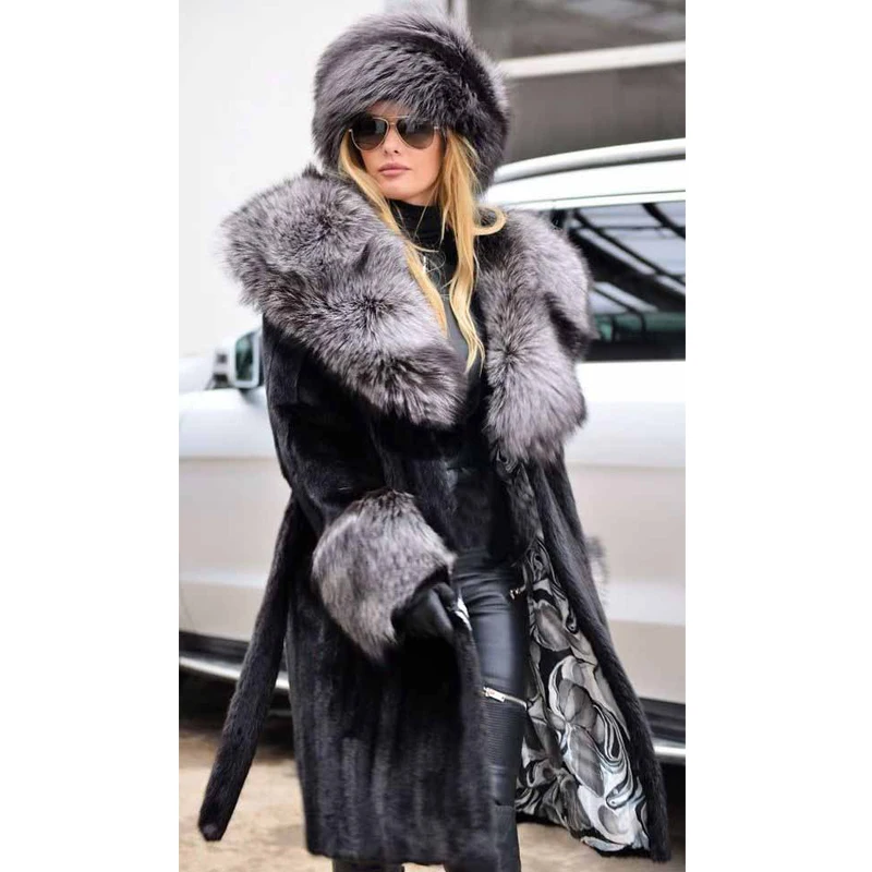 Mink Fur Coat with Fox Fur Collar