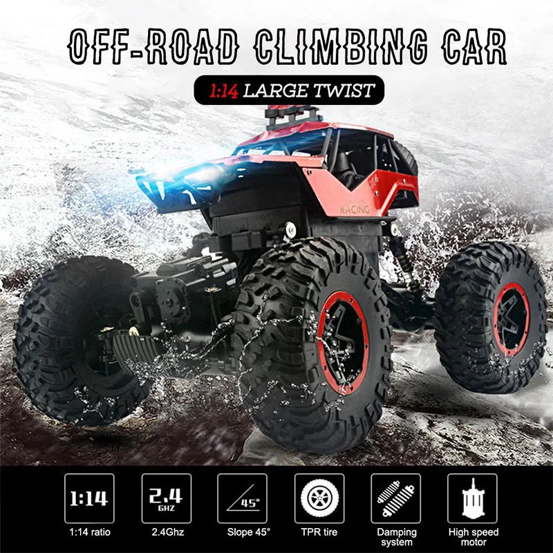Сплав 2,4G Rc внедорожный автомобиль 1:14 четырехколесный привод зарядка пульт дистанционного управления альпинистская игрушечная машинка игрушки в подарок на день рождения