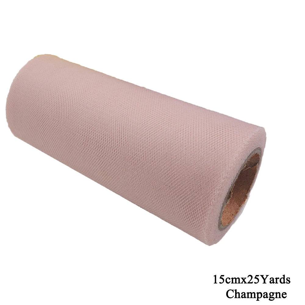 Champagne 6inch Star Tulle Roll 15cm 25Y Glitter Sequin Organza Mesh DIY Tutu Skirts Poms Laser Craft Birthday Wedding Shower Party Supply - Цвет: Champagne