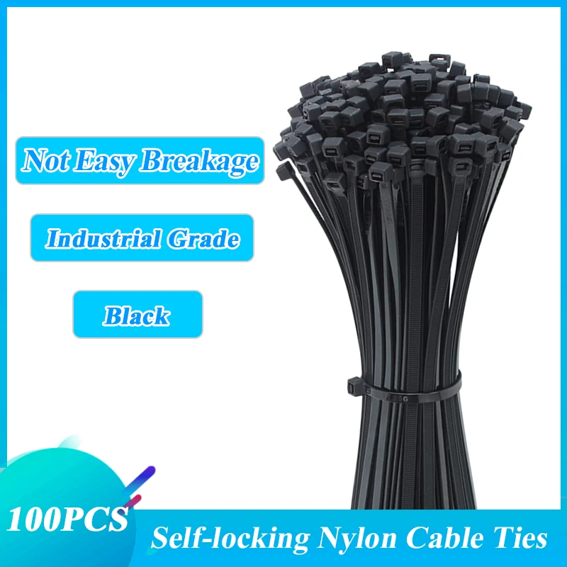 100pcs/bag Assorted Self-locking Nylon Cable Ties Wire Wrap Zip Ties Fastening Strap Cable-Tie-Set Self-Locking Plastic Tie cable ties,nylon cable ties,cable tie,nylon zip ties