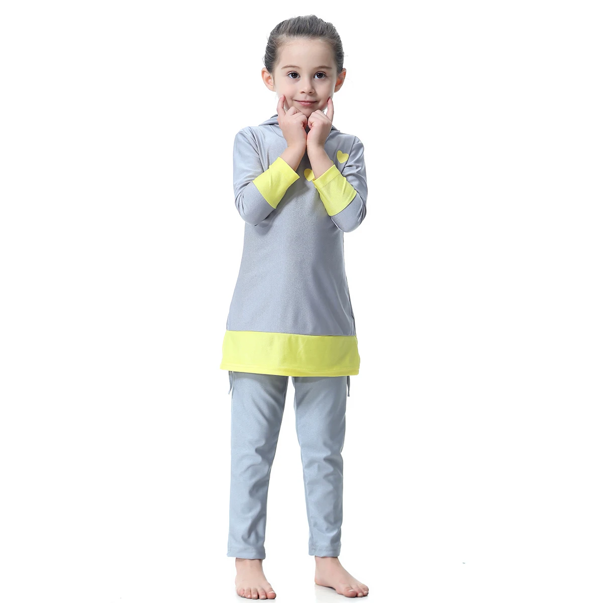 Girls Swimwear Baby Swimsuit Long Sleeves Muslim Hijab Islamic Children Arab Islam Beach Wear Kids Bathing Suits Burkinis Black
