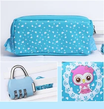 

With a password lock Korean simple flower girl pencil large - capacity female junior high school students pencil box stationery