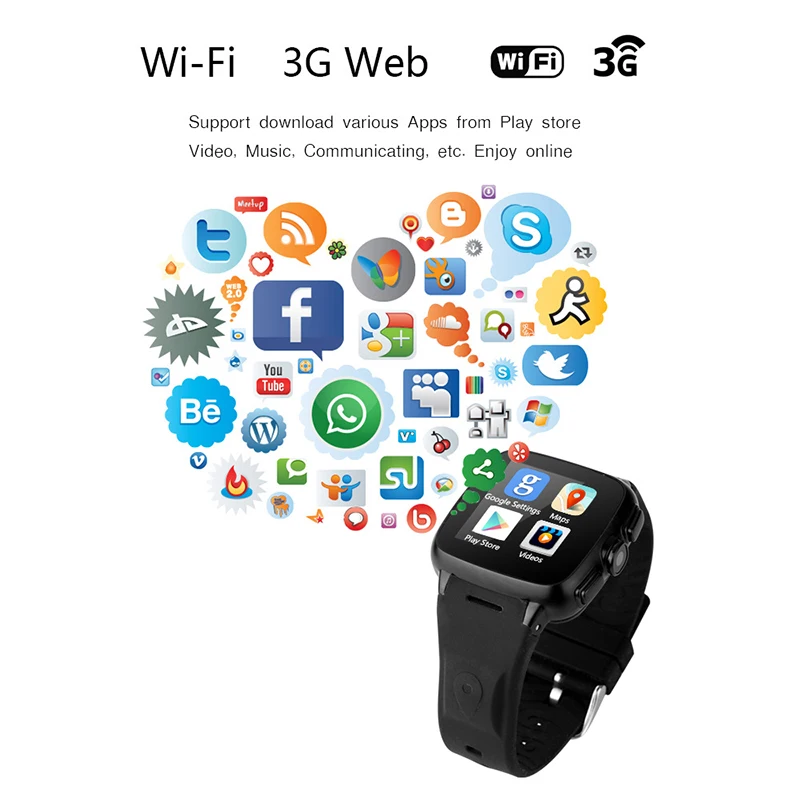 GILEO Smart Watch 8+32 G Large Memory Big Battery men smartwatch with camera Video bluetooth wrist watch Waterproof 3G wifi