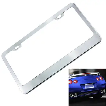 

Universal Waterproof Car License Plate Box with Mirror Polished Chrome and 2 License Fasteners for Most Cars