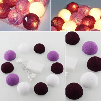 

10 LED White+Light Purple+Dark LED String Light Cotton Ball Lights Cotton Ball Wedding Decoration Party