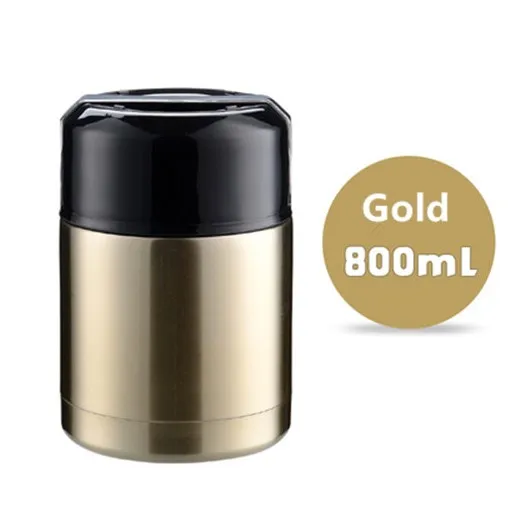 800ml Gold 600 мл/800 мл/1000 мл большая емкость, термос, Ланч-бокс, портативный контейнер из нержавеющей стали для еды, супа, термосы, Термокружка - Цвет: 800ml Gold