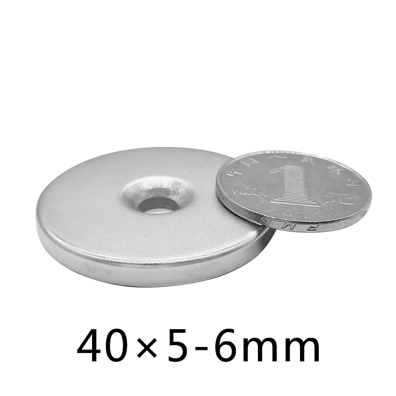 

10/30/50 PCS 40*5-6MM Earth Permanent Magnet Dia. 40x5 mm with M6 Screw Countersunk Hole 6 mm Neodymium Rare