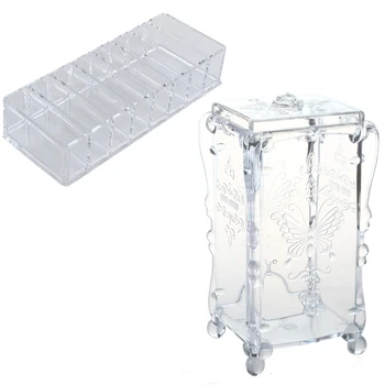 

2 Pcs Swab Organizer Cotton Pad Box Jewelry Box Jewelry Box Cosmetic Case Acrylic New 8 Slot Acrylic Compact Holder