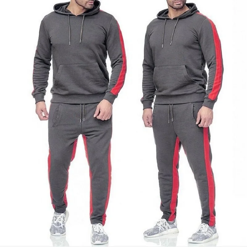 

Autumn fashion men's casual sports suit plus size hooded coat and trousers two pieces