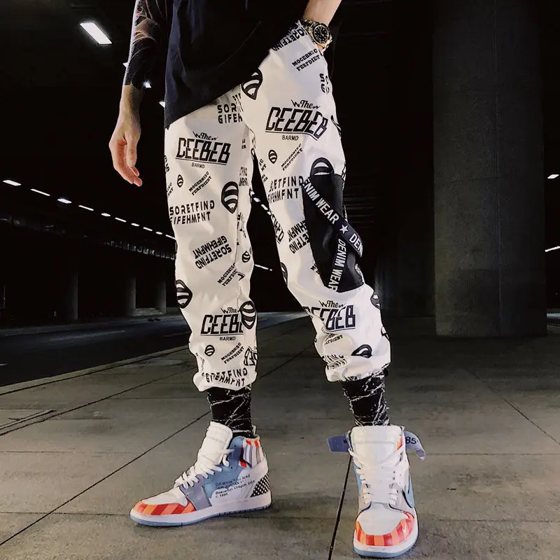 ins Men Pants Casual Mens hip hop rap Male Trousers street boy quick-dry Straight Full breathing loose ankle banded Pant